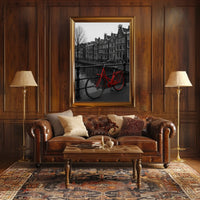 Amsterdam Red Bicycle Nostalgia Travel Poster PosterGoat