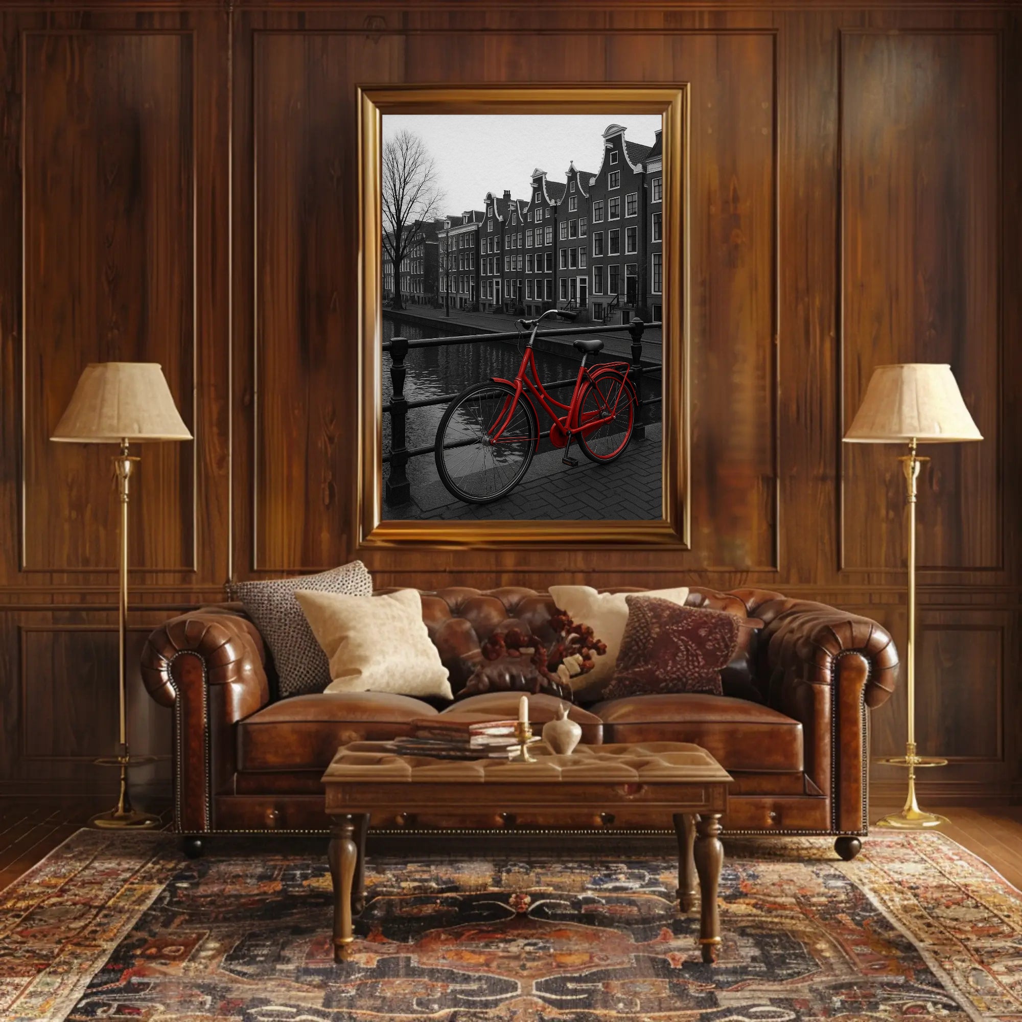 Amsterdam Red Bicycle Nostalgia Travel Poster PosterGoat