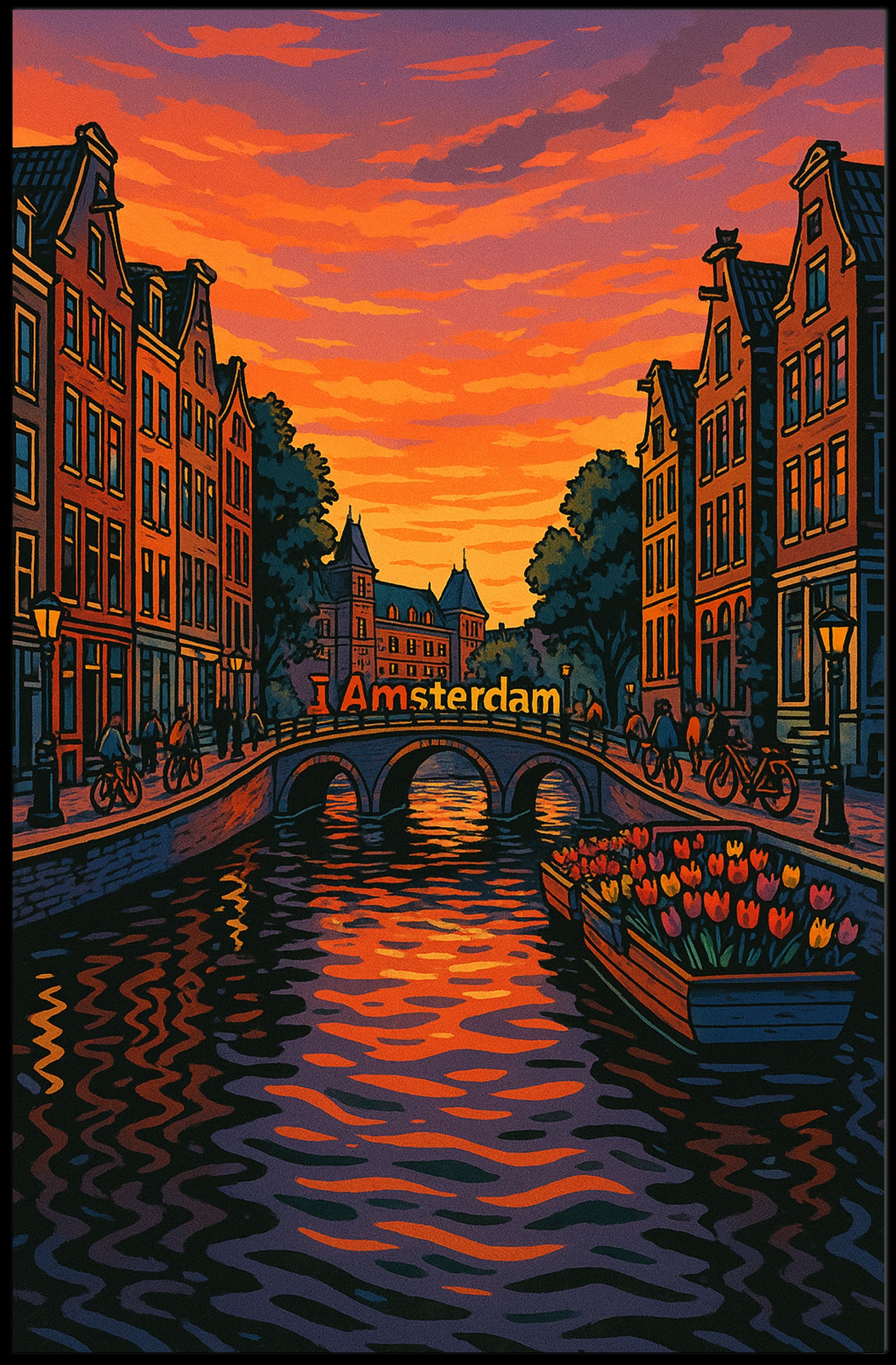 Amsterdam at Sunset Poster PosterGoat