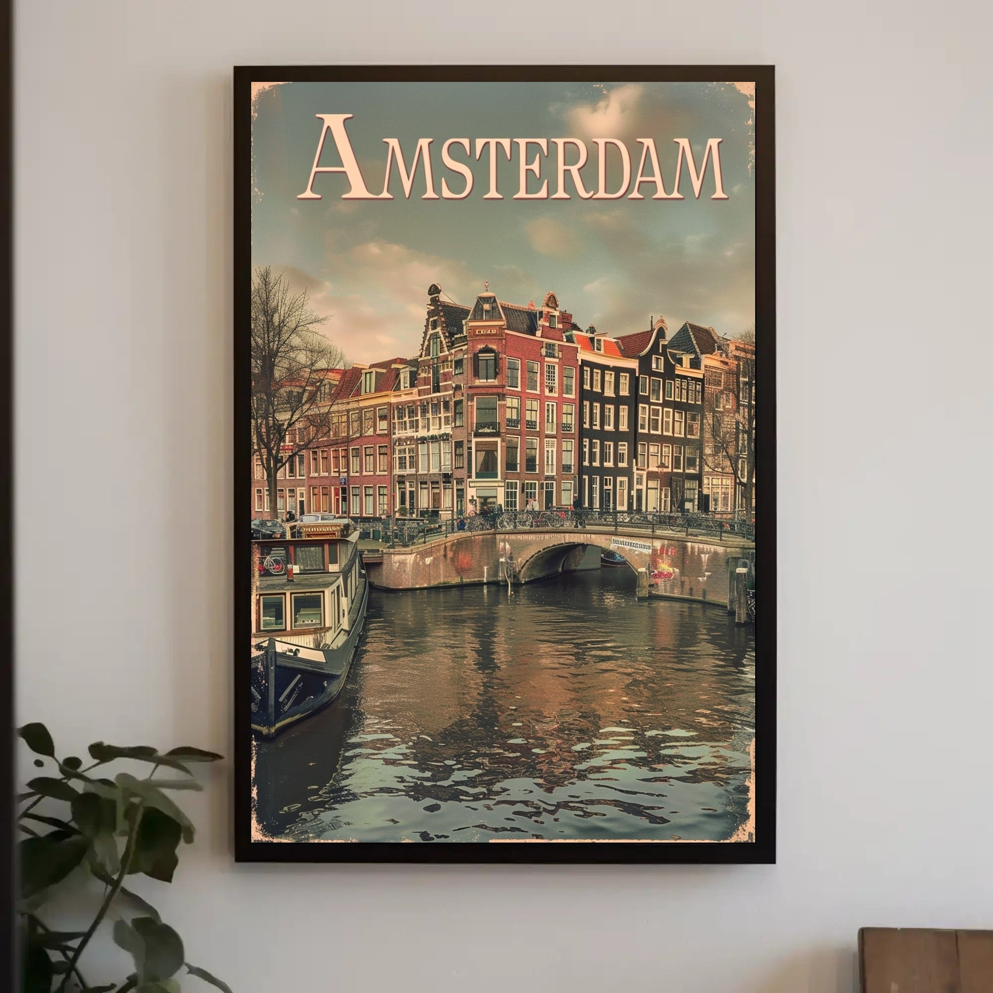 Amsterdam's Historic Canals Vintage Urban or Cityscape Poster PosterGoat