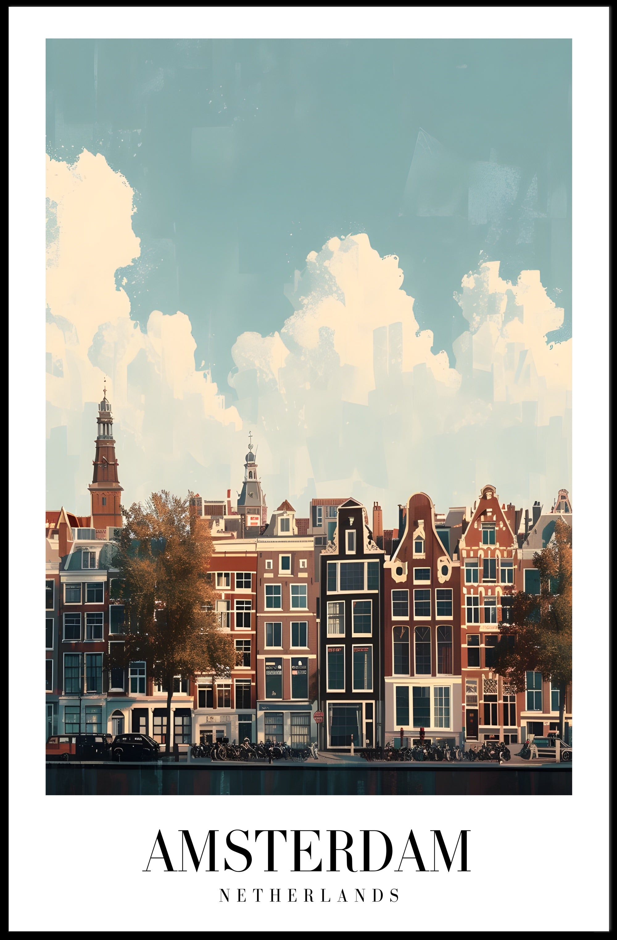 Amsterdam's Iconic Canal View Urban or Cityscape Poster PosterGoat
