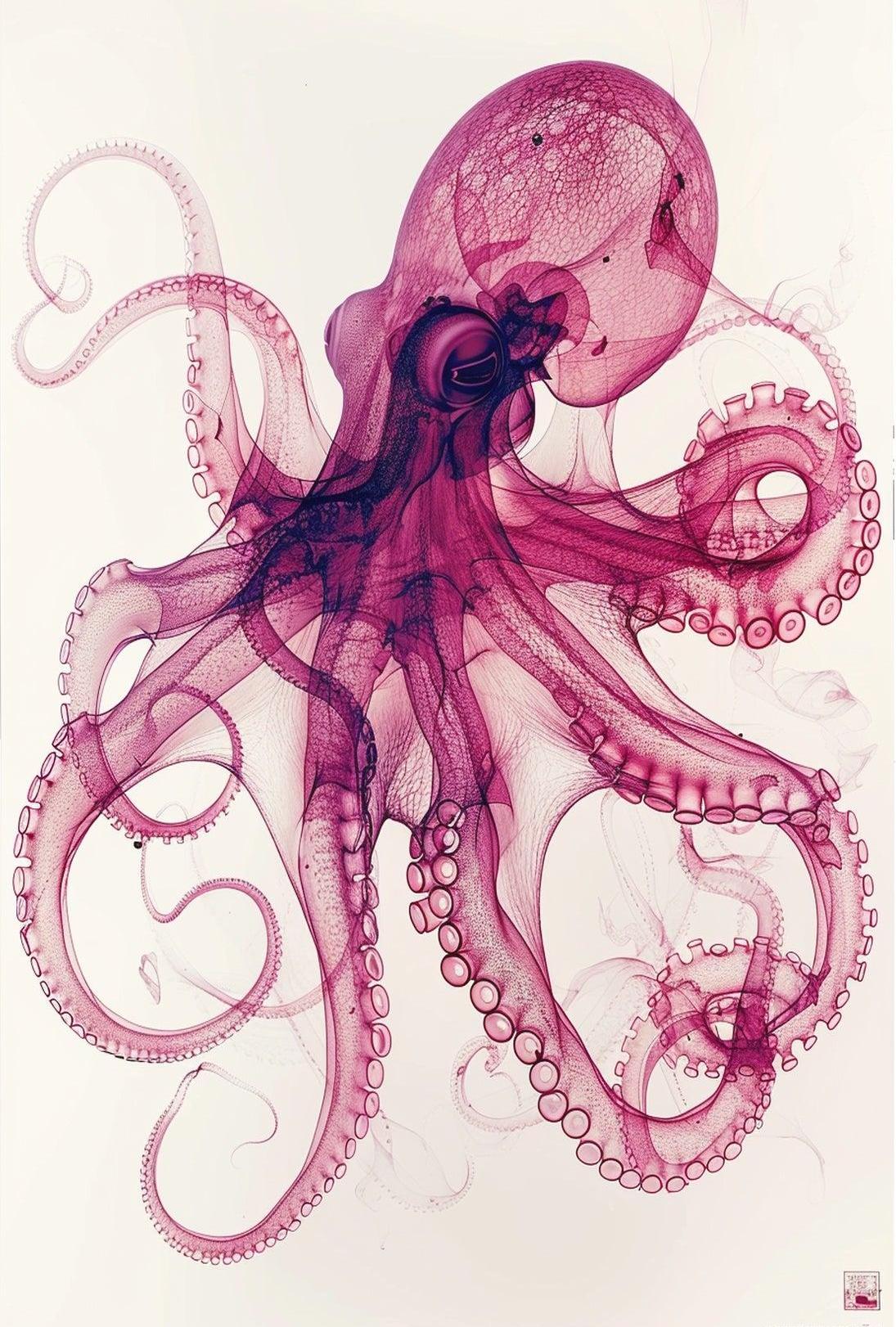 Anatomical Octopus Illustration in Artistic Animal Poster PosterGoat