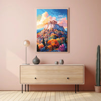 Ancient Greek Acropolis in Vibrant Colors Artistic Poster PosterGoat