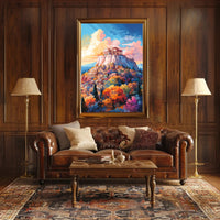 Ancient Greek Acropolis in Vibrant Colors Artistic Poster PosterGoat