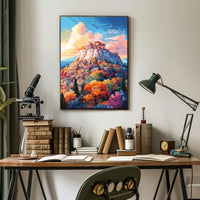 Ancient Greek Acropolis in Vibrant Colors Artistic Poster PosterGoat