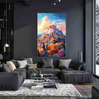 Ancient Greek Acropolis in Vibrant Colors Artistic Poster PosterGoat