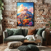 Ancient Greek Acropolis in Vibrant Colors Artistic Poster PosterGoat