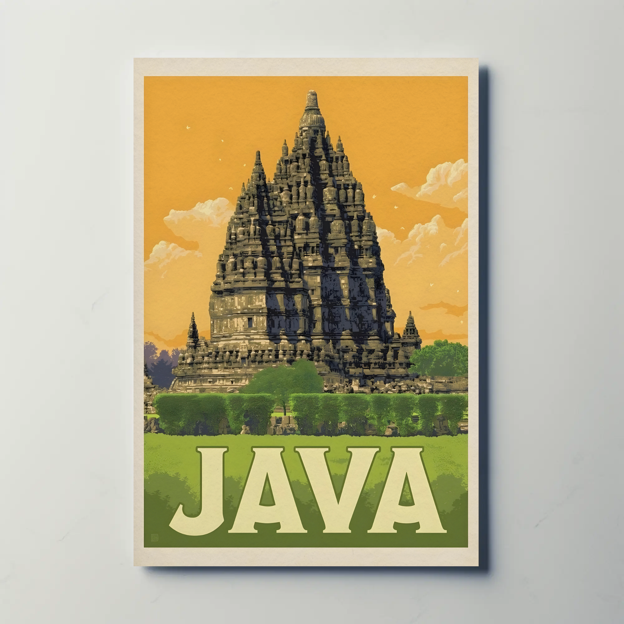 Ancient Javan Temple Vintage Travel Exploration Poster PosterGoat