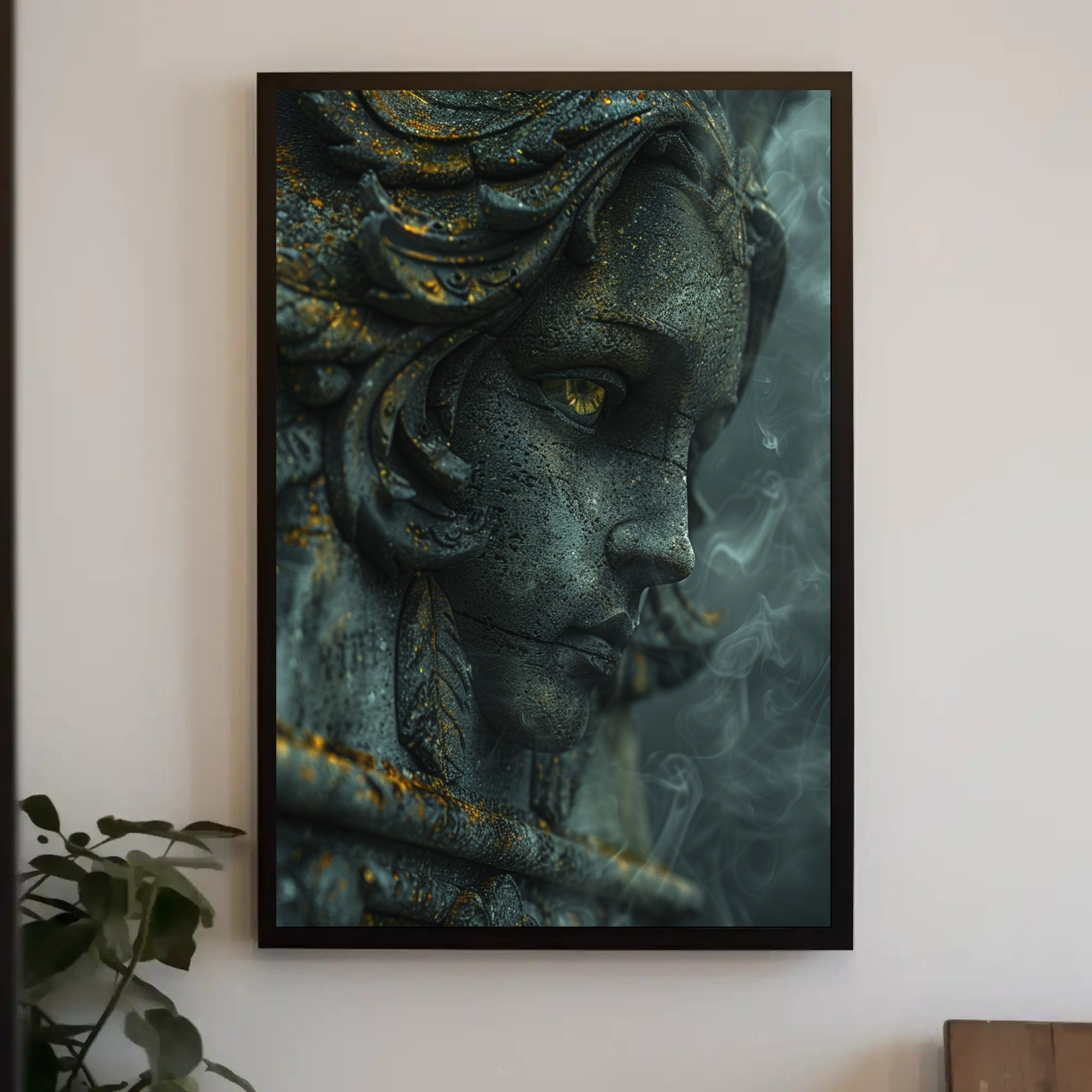Ancient Mystical Stone Sculpture Photorealistic Fantasy Mythology Poster PosterGoat