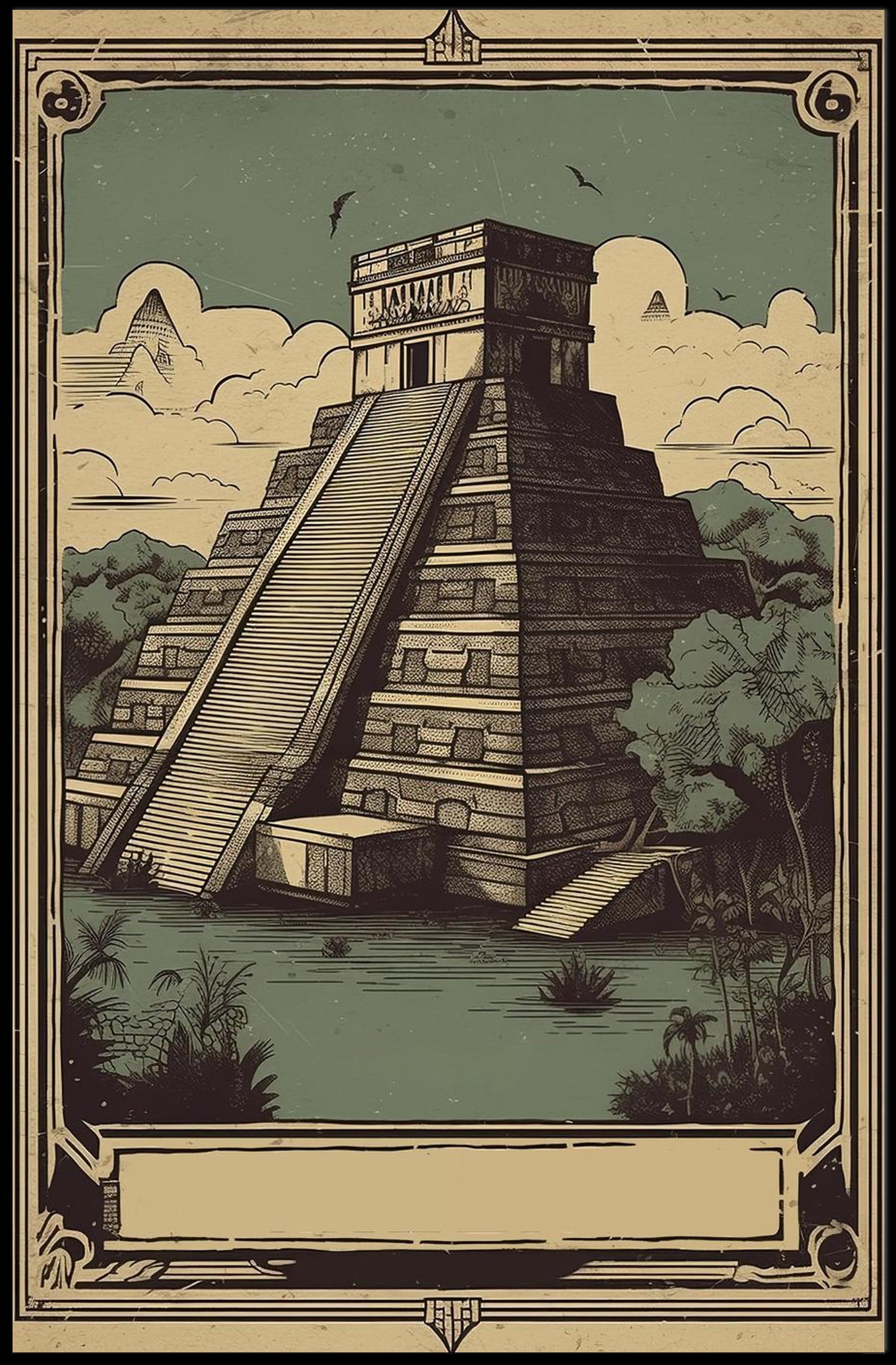 Ancient Pyramid Illustration Poster PosterGoat