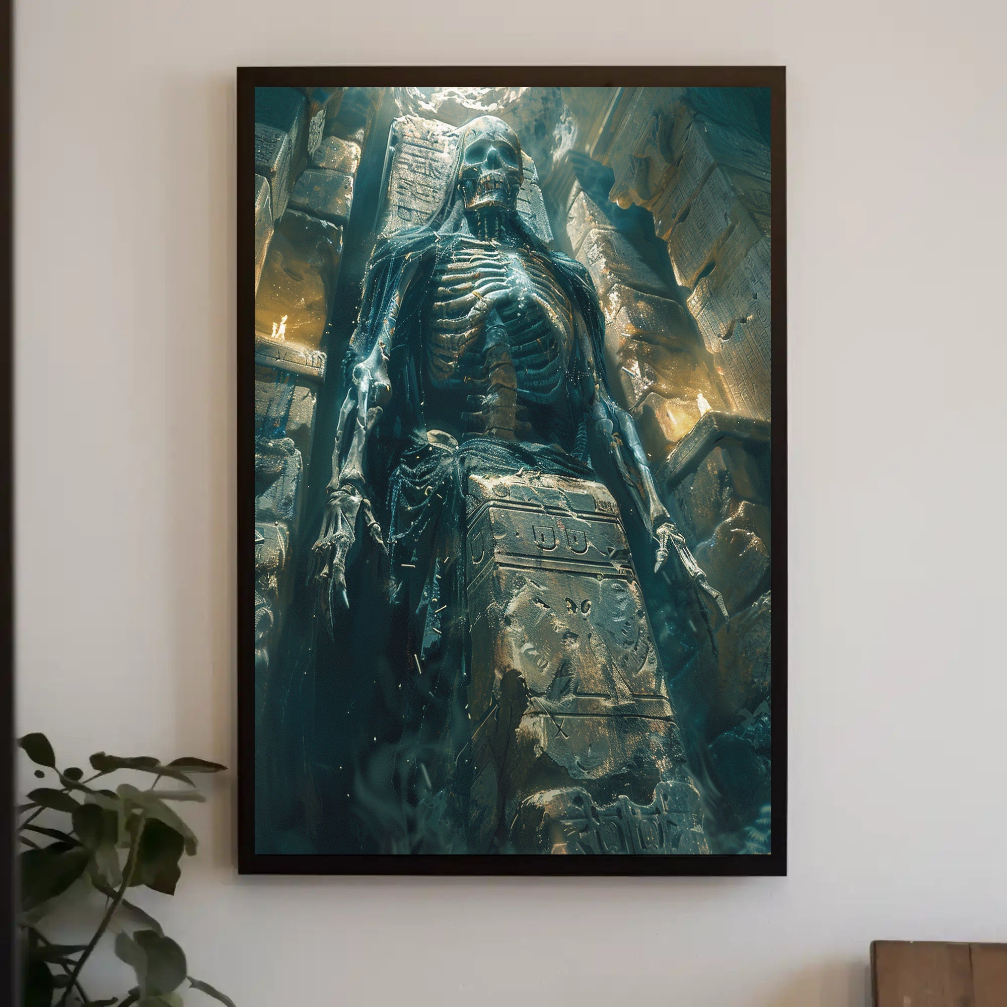 Ancient Skeleton Tomb Scene in Fantasy Heritage Poster PosterGoat