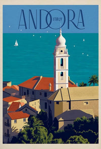 Andora Italy Scenic Coast Travel Poster PosterGoat