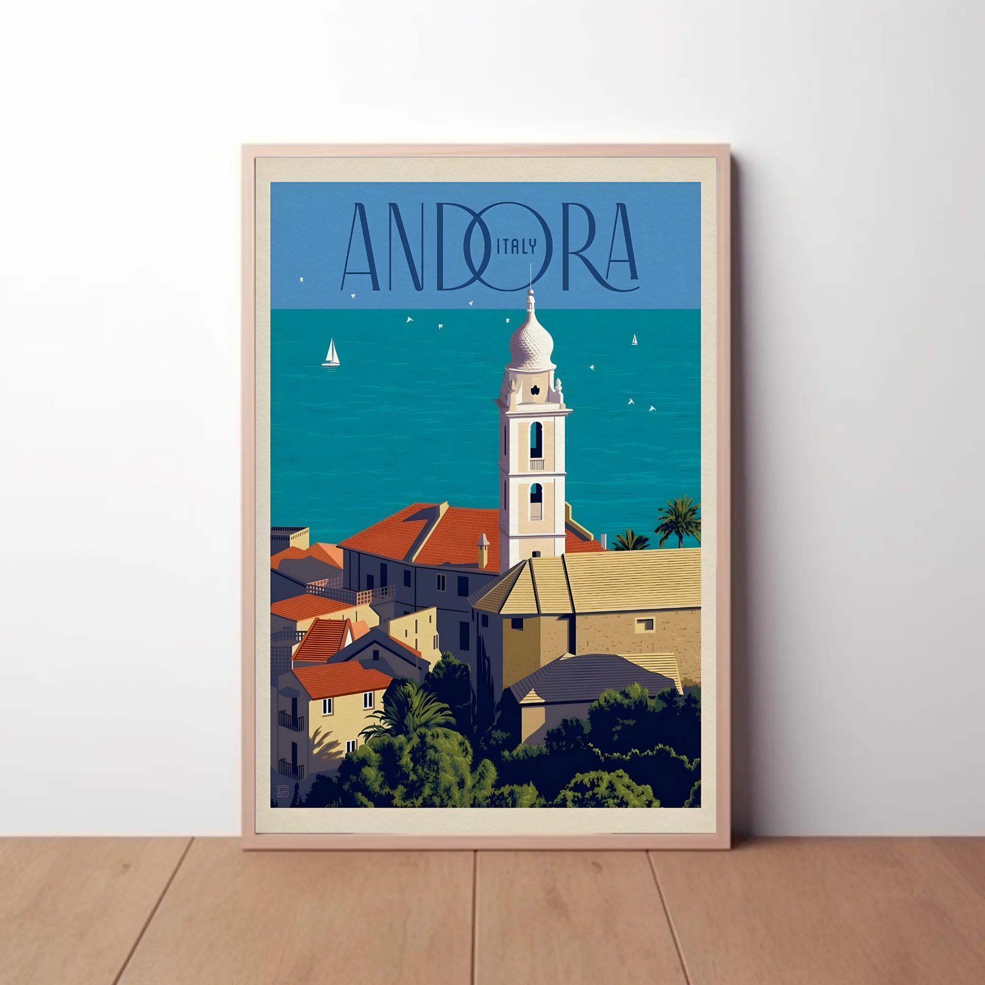 Andora Italy Scenic Coast Travel Poster PosterGoat