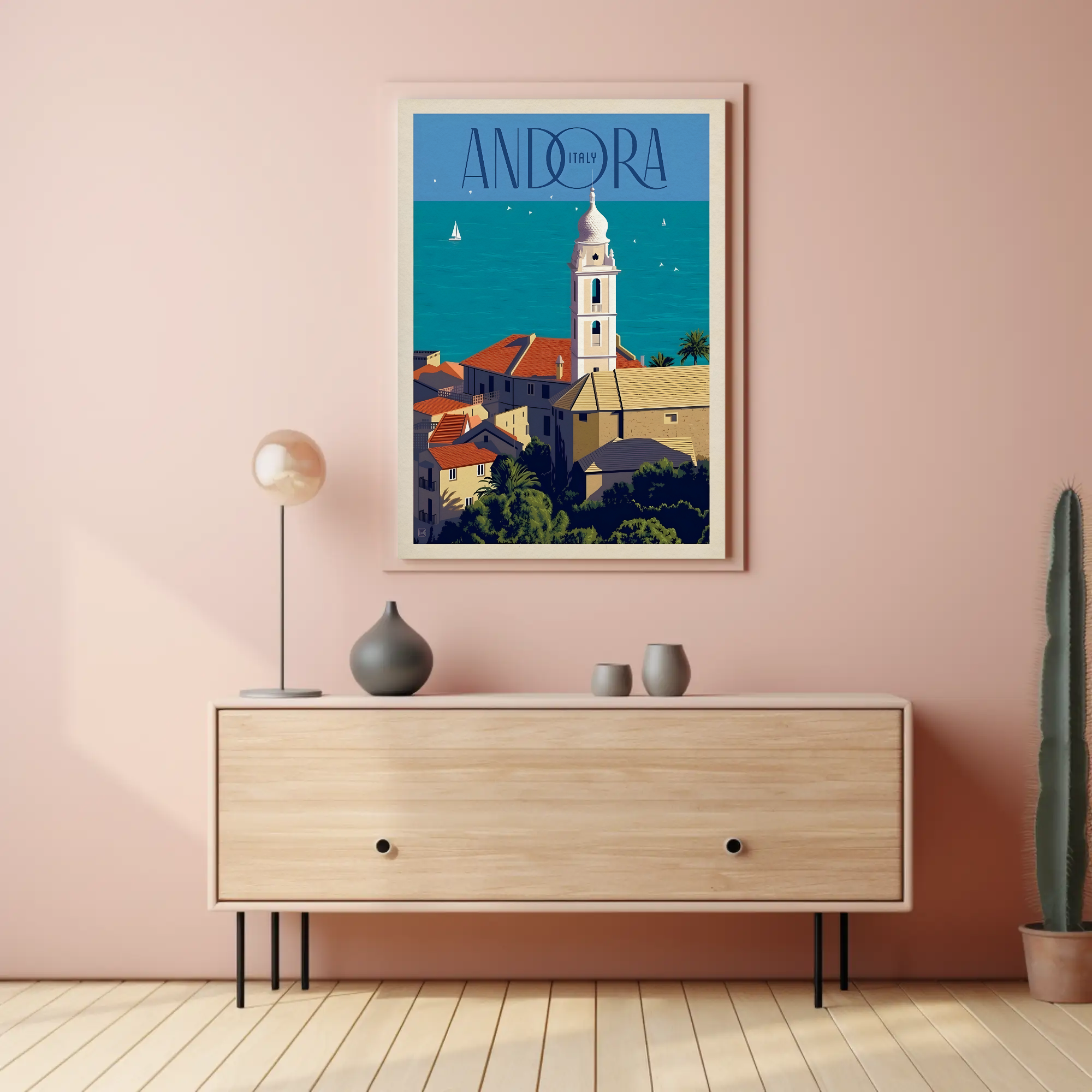 Andora Italy Scenic Coast Travel Poster PosterGoat