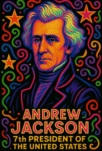 Andrew Jackson Vibrant Pop Art Historical Poster PosterGoat