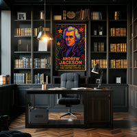 Andrew Jackson Vibrant Pop Art Historical Poster PosterGoat