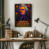 Andrew Jackson Vibrant Pop Art Historical Poster PosterGoat