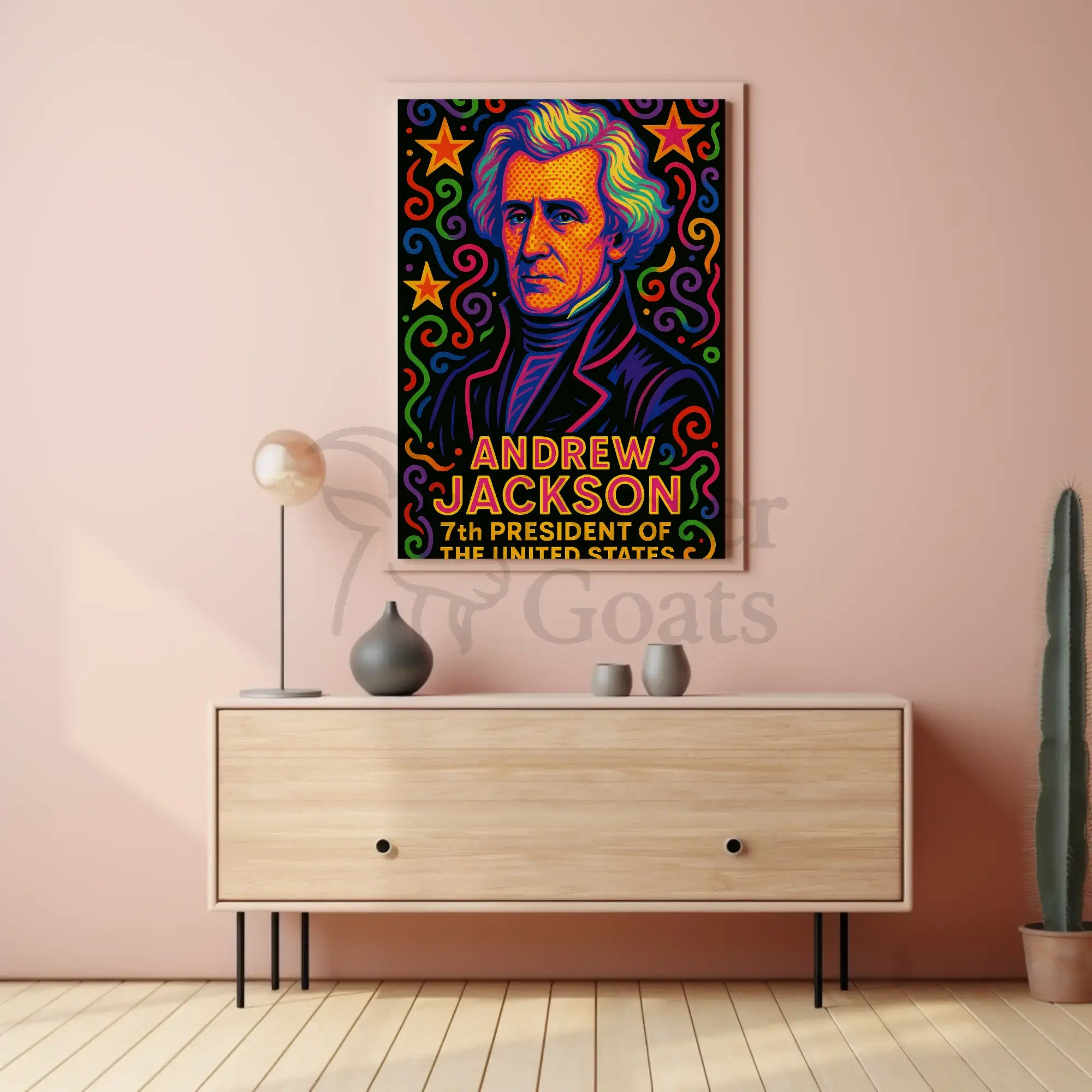 Andrew Jackson Vibrant Pop Art Historical Poster PosterGoat
