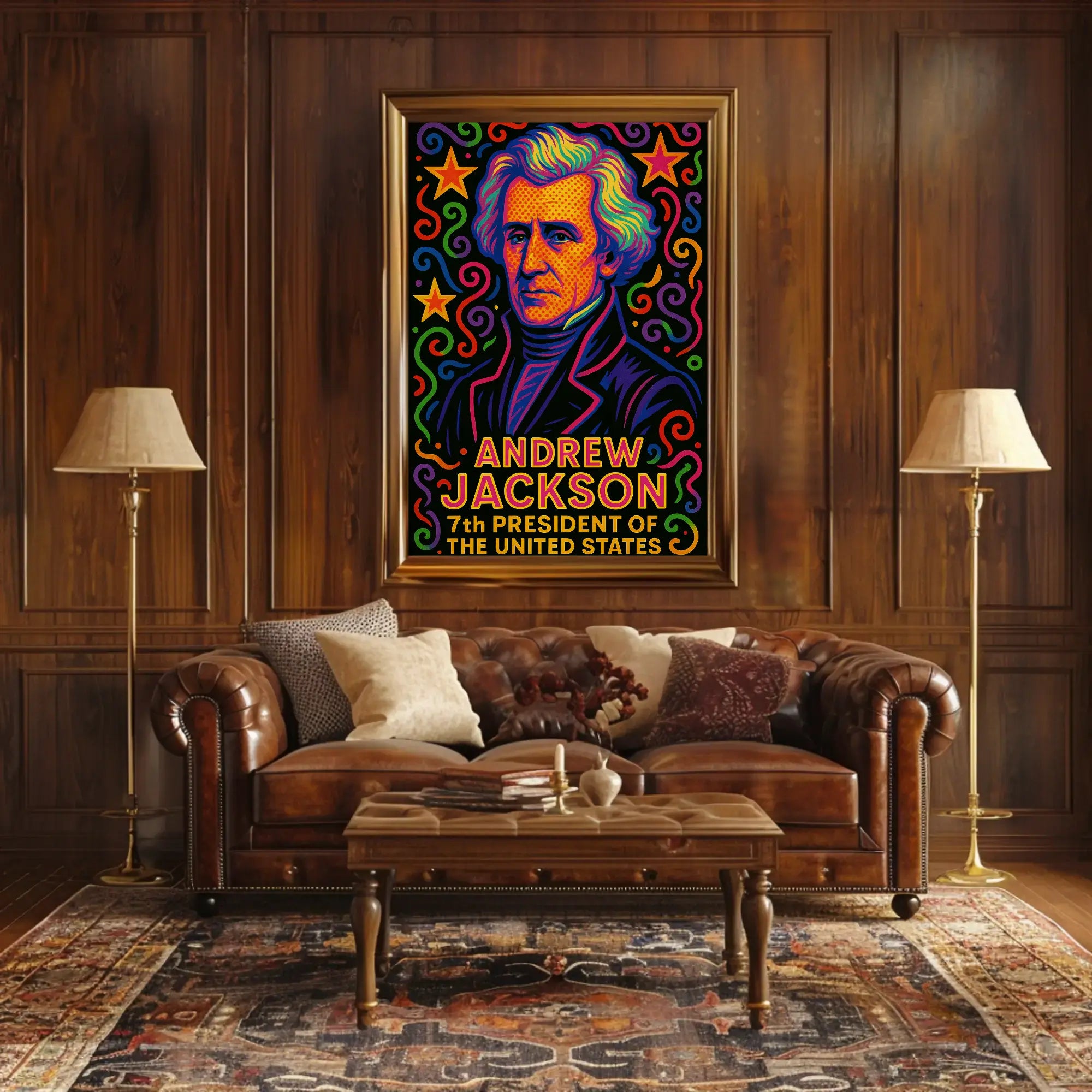 Andrew Jackson Vibrant Pop Art Historical Poster PosterGoat