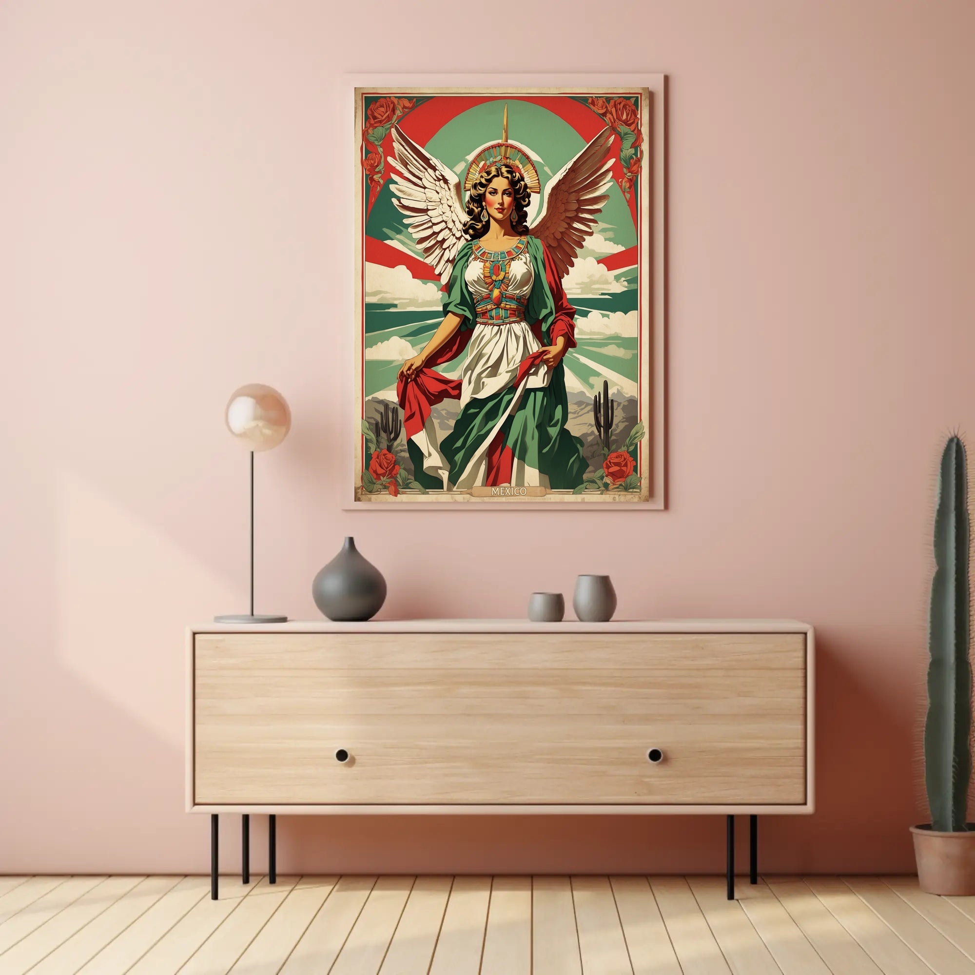 Angel-Woman Mexican-Inspired Fantasy or Mythology Poster PosterGoat