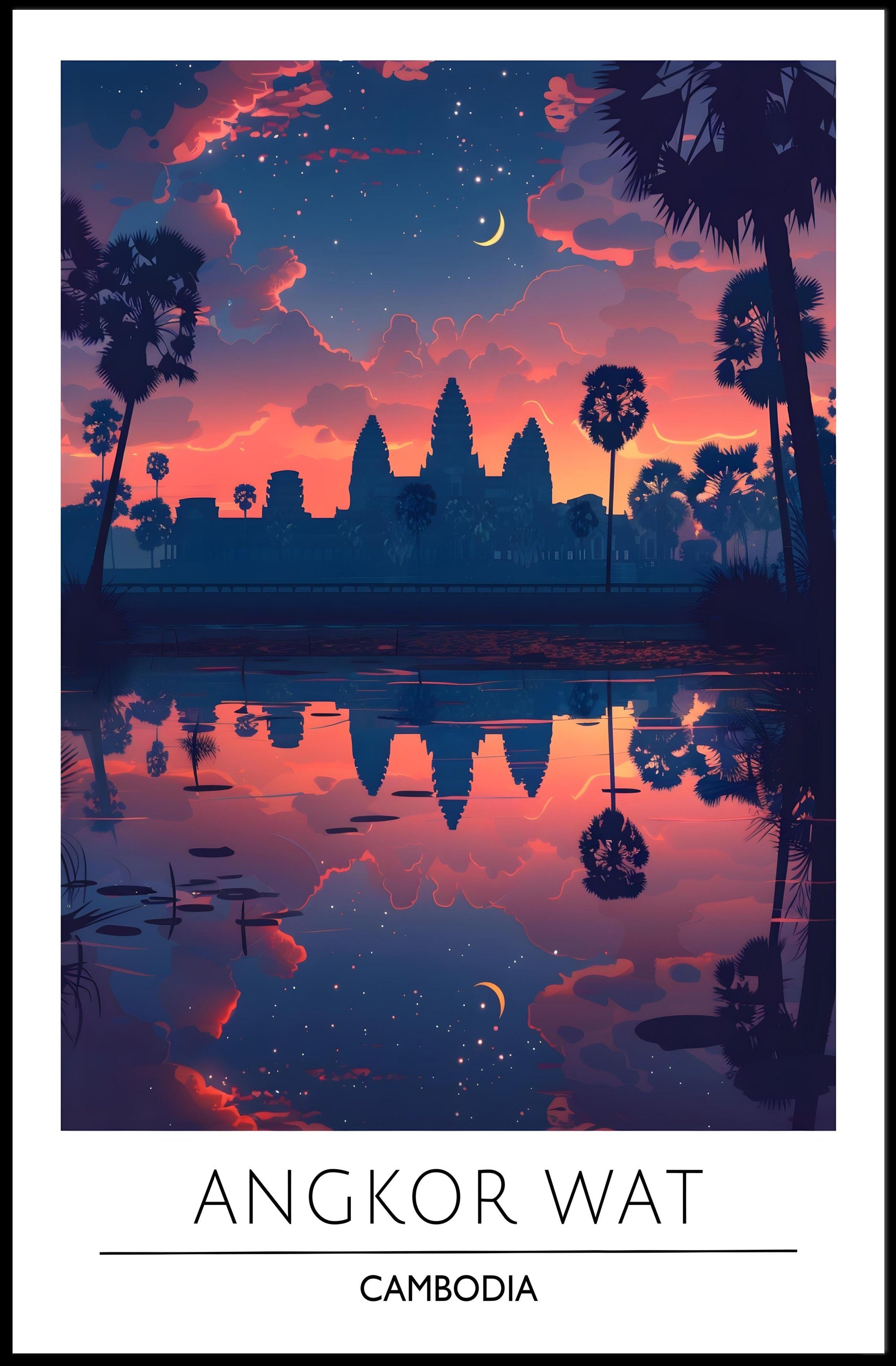 Angkor Wat Serene Sunset Cultural Heritage Poster PosterGoat