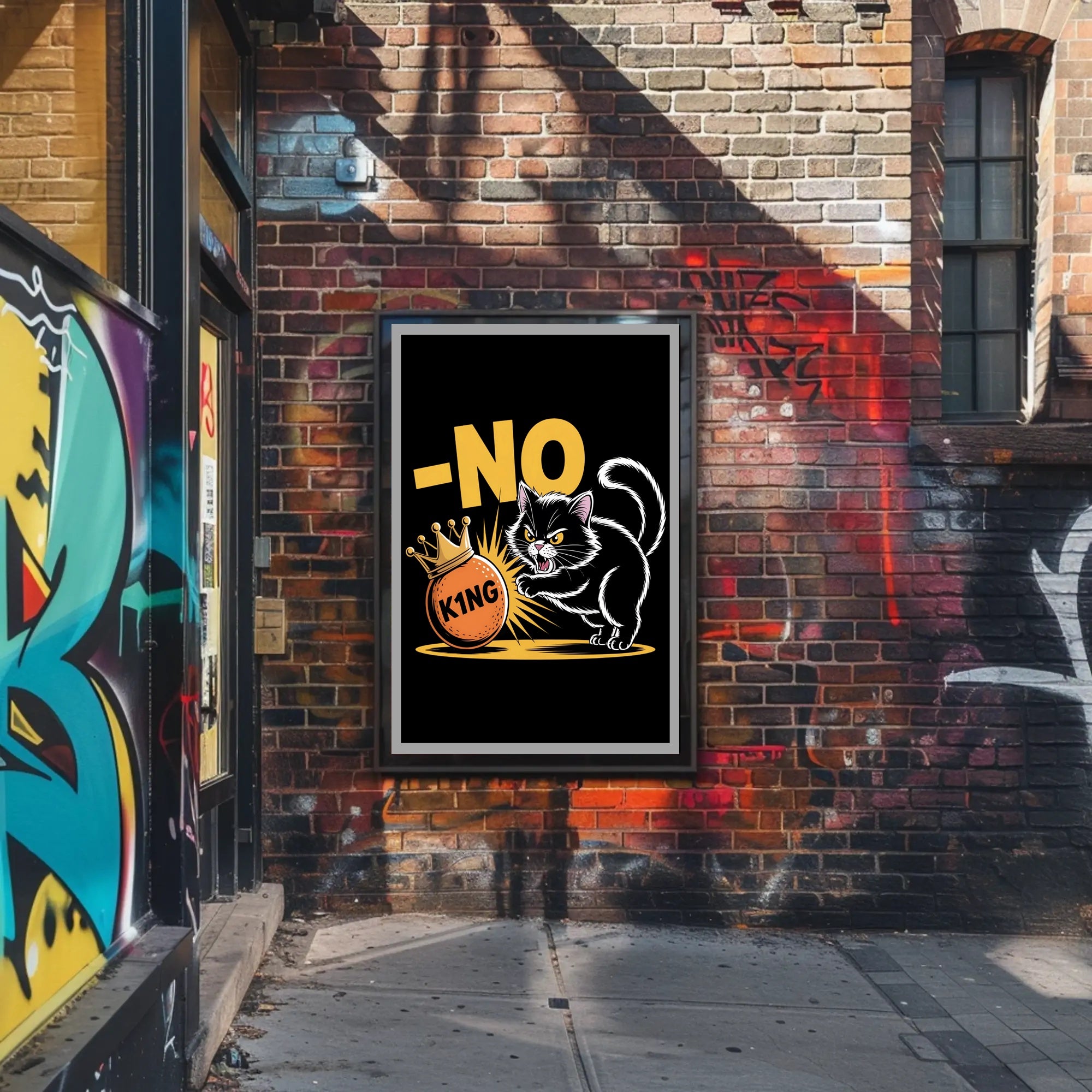 Animated Cat with Crown - Animal Poster PosterGoat