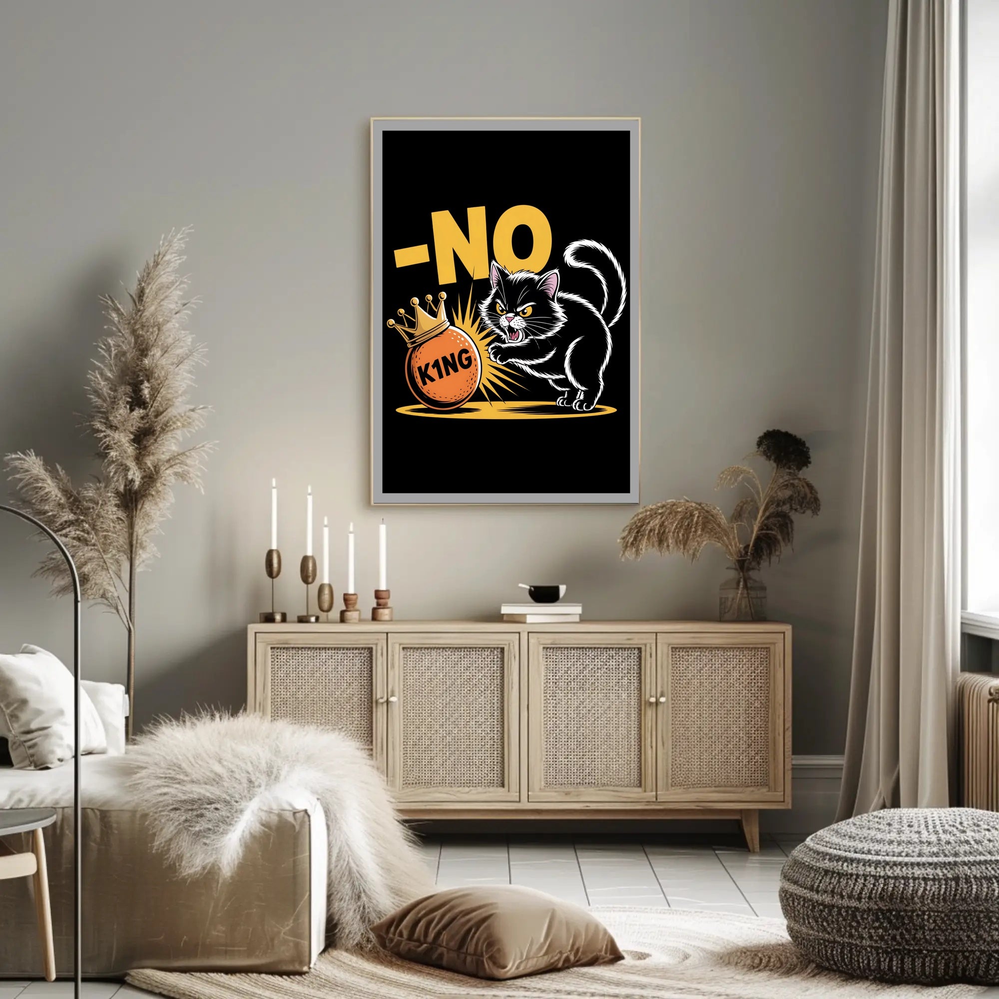 Animated Cat with Crown - Animal Poster PosterGoat
