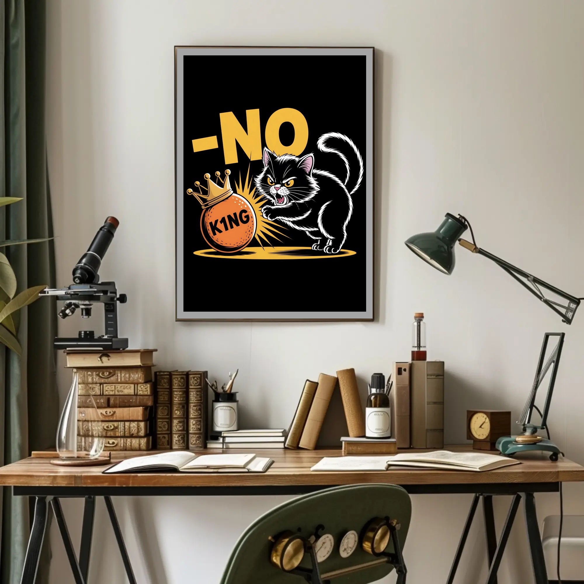 Animated Cat with Crown - Animal Poster PosterGoat