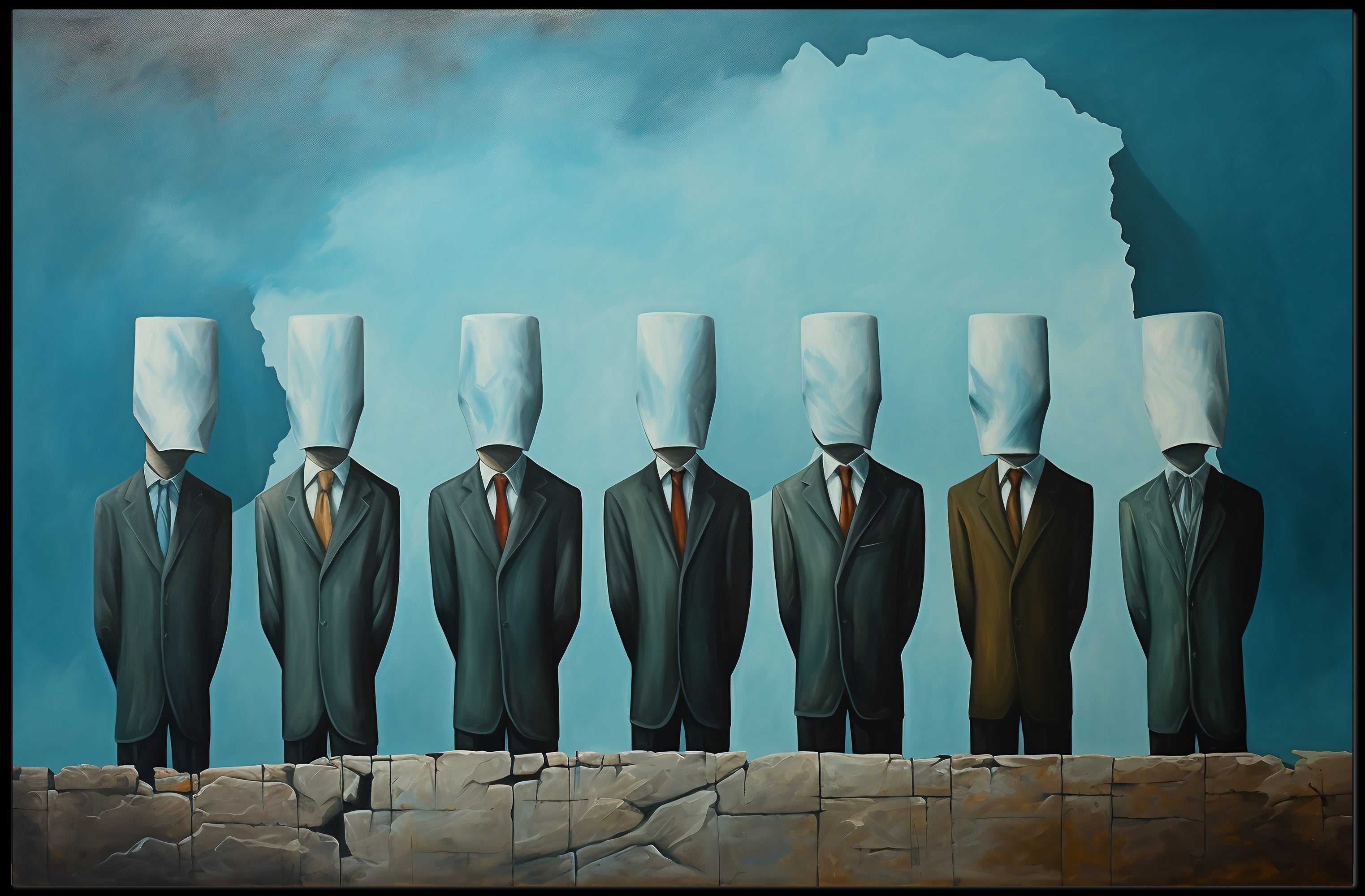 Anonymous Men in Suits Surreal Artistic Poster PosterGoat