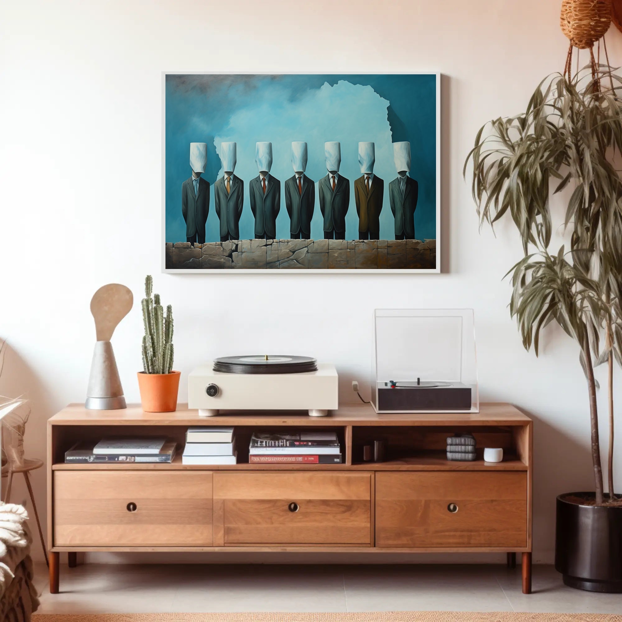 Anonymous Men in Suits Surreal Artistic Poster PosterGoat