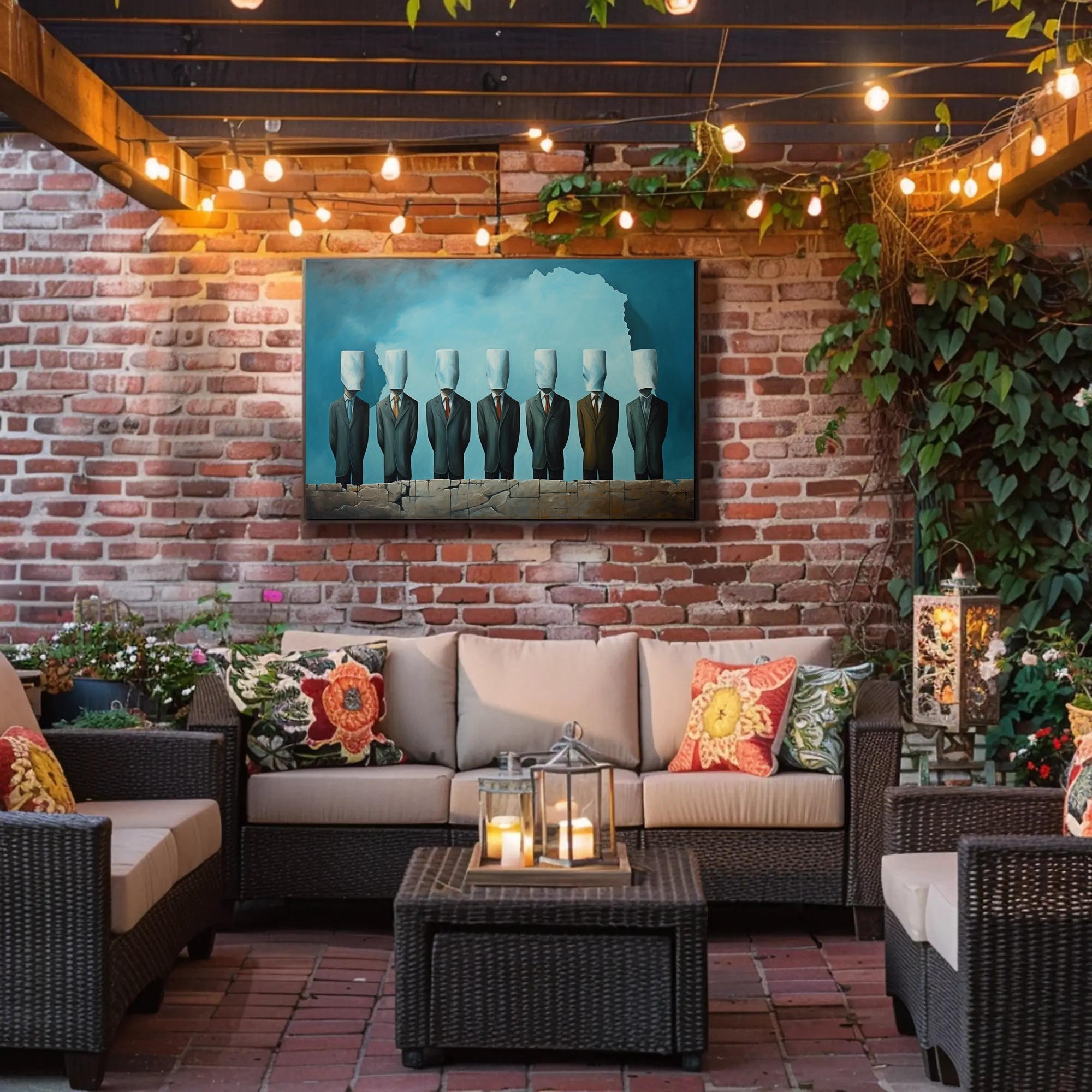 Anonymous Men in Suits Surreal Artistic Poster PosterGoat