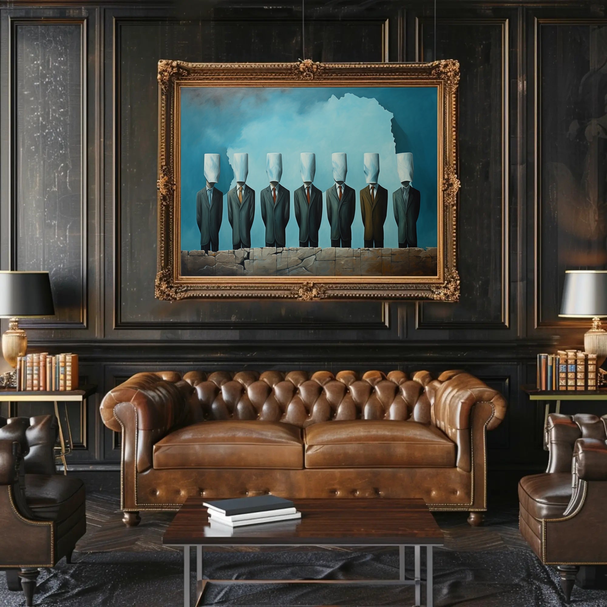 Anonymous Men in Suits Surreal Artistic Poster PosterGoat