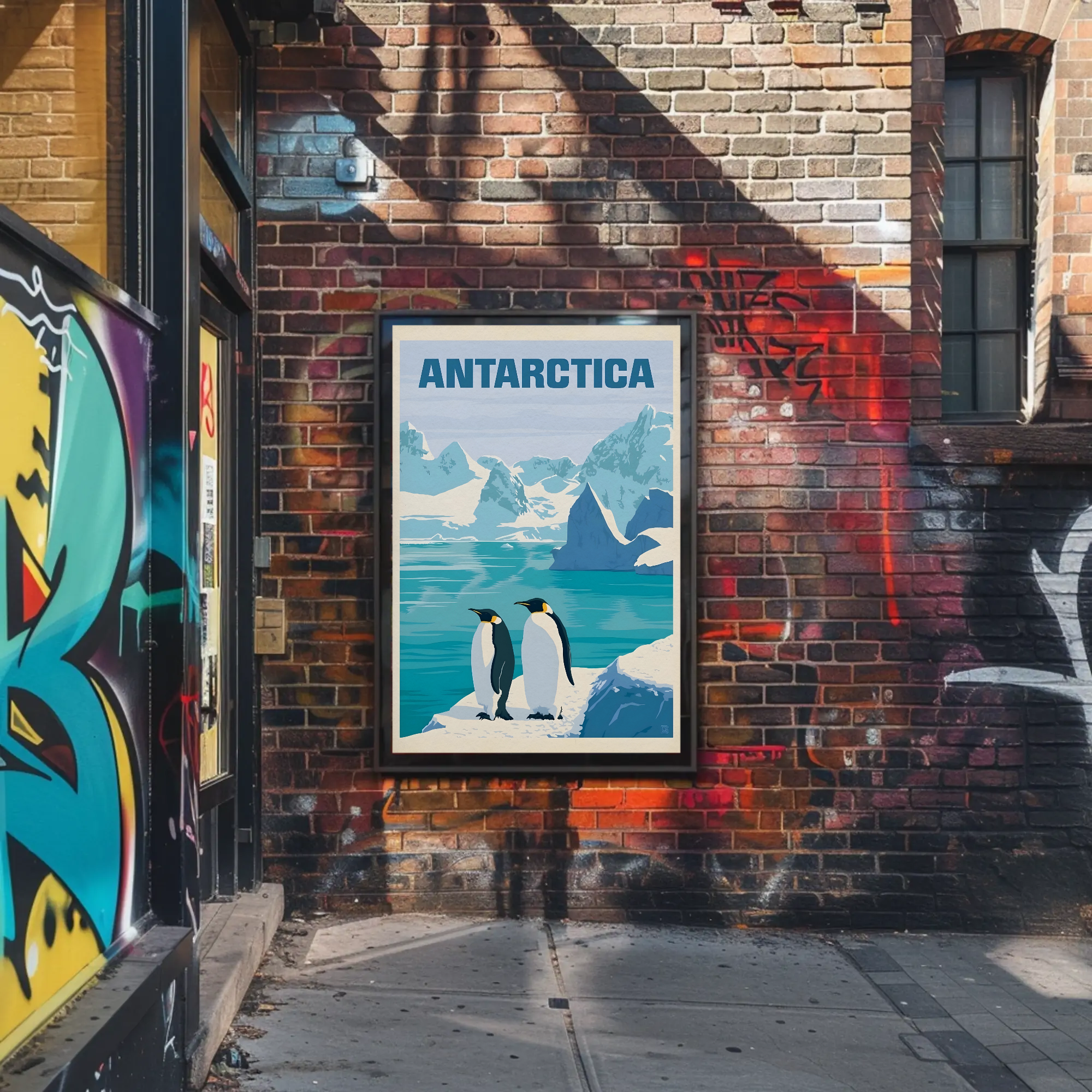 Antarctic Penguins Vintage Travel Poster PosterGoat