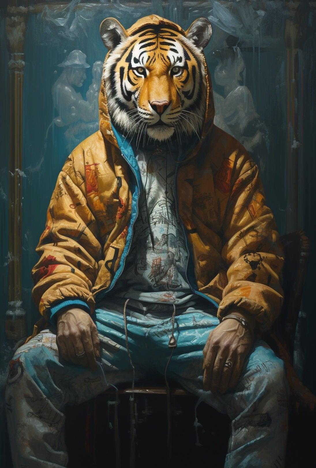 Anthropomorphic Tiger in Urban Fashion Animal Poster PosterGoat