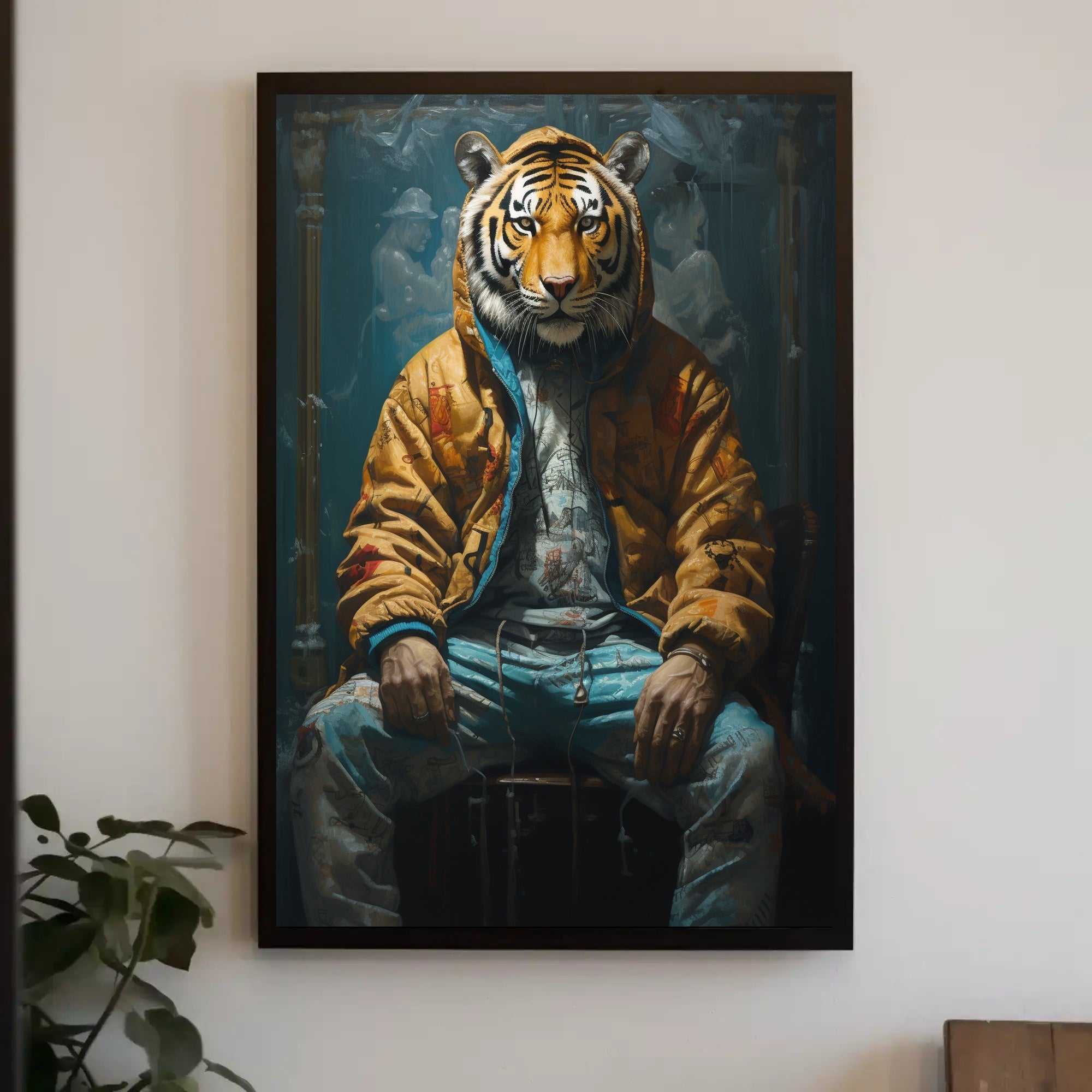 Anthropomorphic Tiger in Urban Fashion Animal Poster PosterGoat