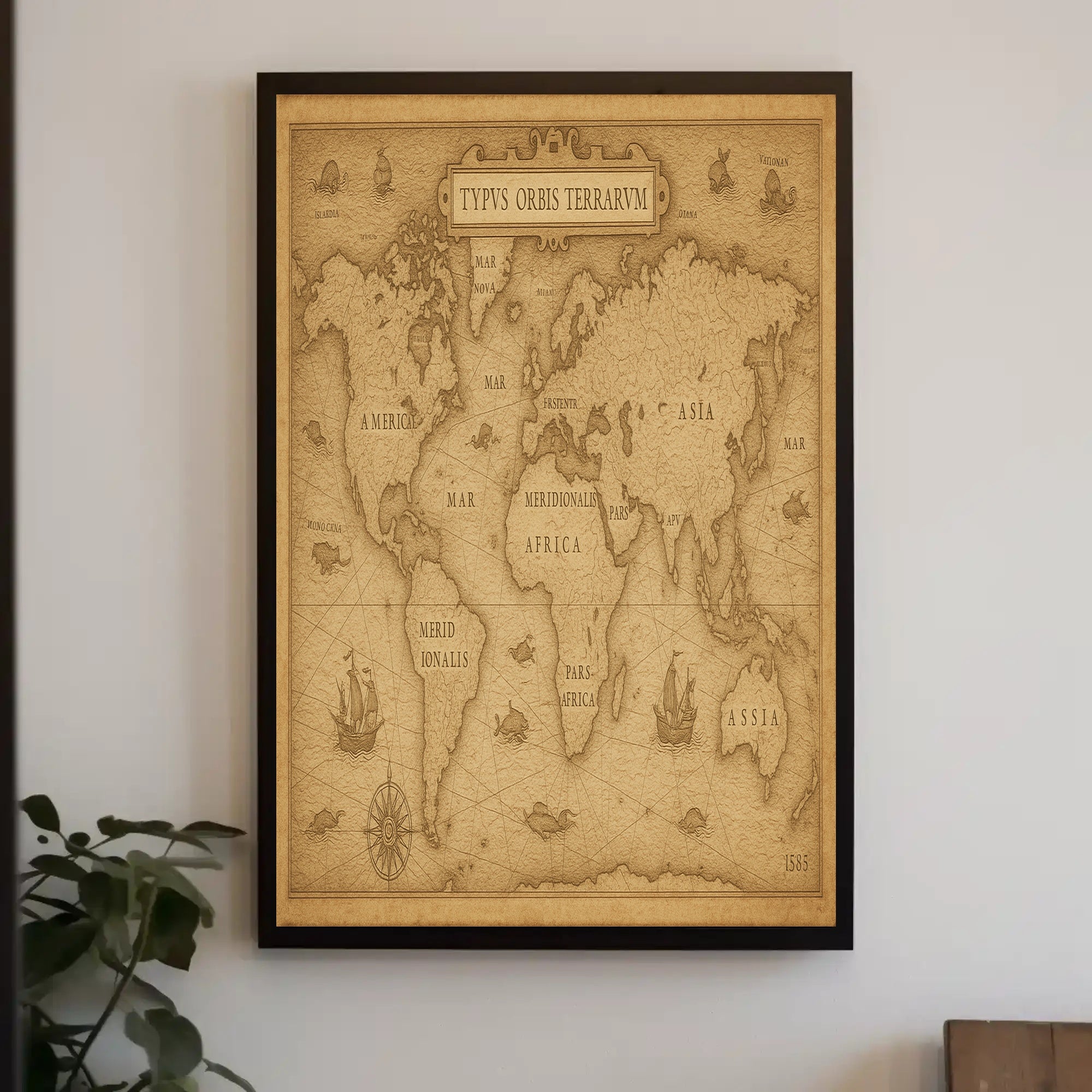 Antique 1585 World Map Vintage Travel Poster PosterGoat