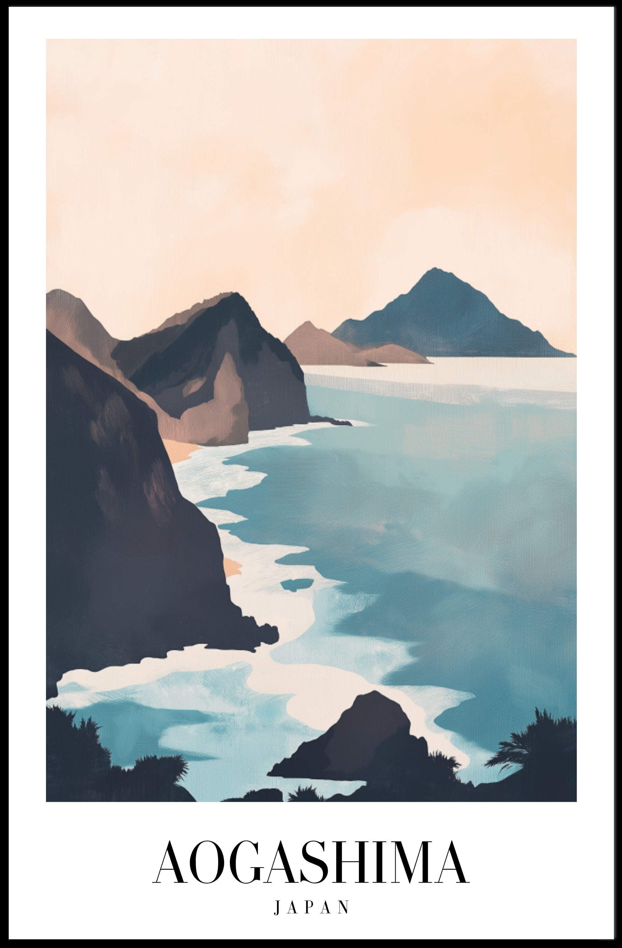 Aogashima Island Minimalist Travel Poster PosterGoat