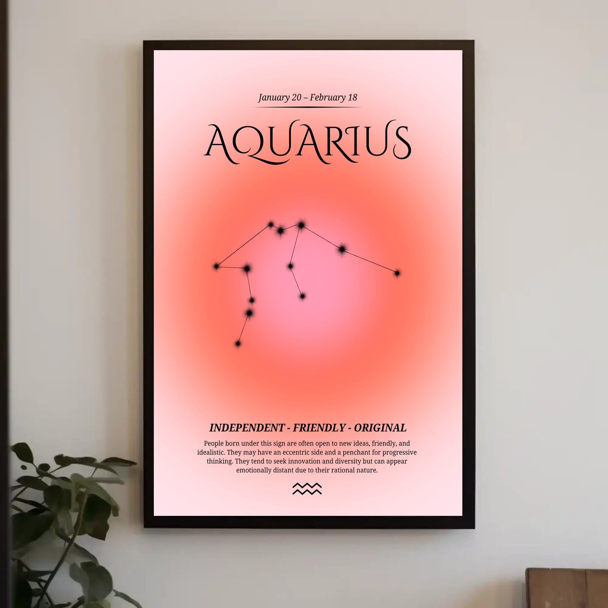 Aquarius Zodiac Minimalist Poster - Abstract or Artistic Poster PosterGoat