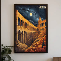 Aqueduct of Segovia Romanticized Vintage Travel Poster PosterGoat