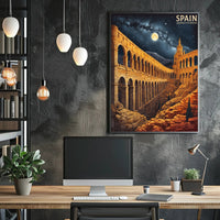 Aqueduct of Segovia Romanticized Vintage Travel Poster PosterGoat