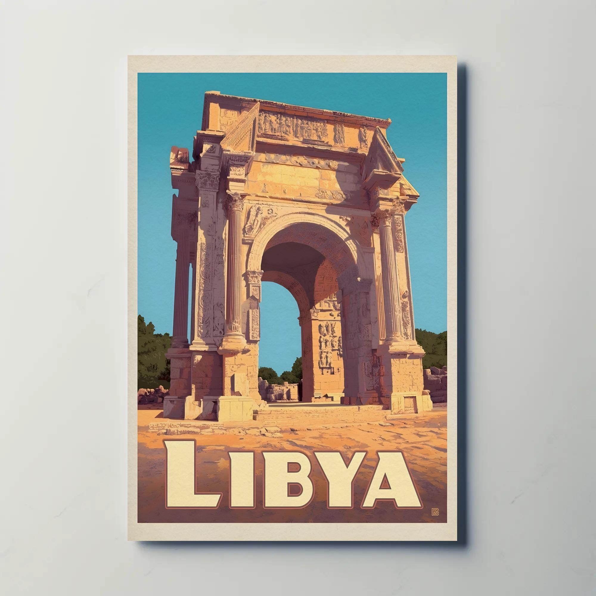 Arch of Septimius Severus Vintage Libya Travel Poster PosterGoat