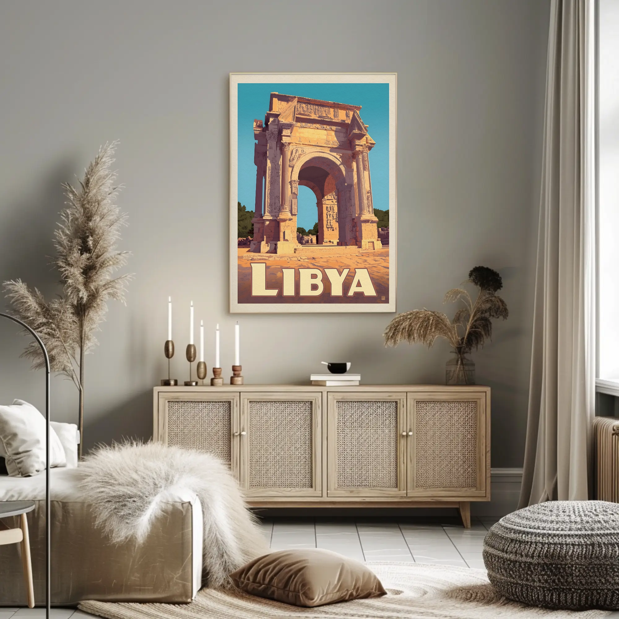 Arch of Septimius Severus Vintage Libya Travel Poster PosterGoat