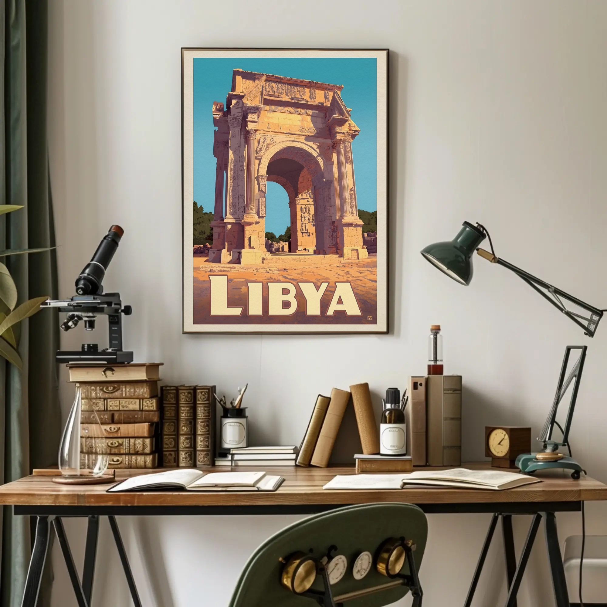 Arch of Septimius Severus Vintage Libya Travel Poster PosterGoat