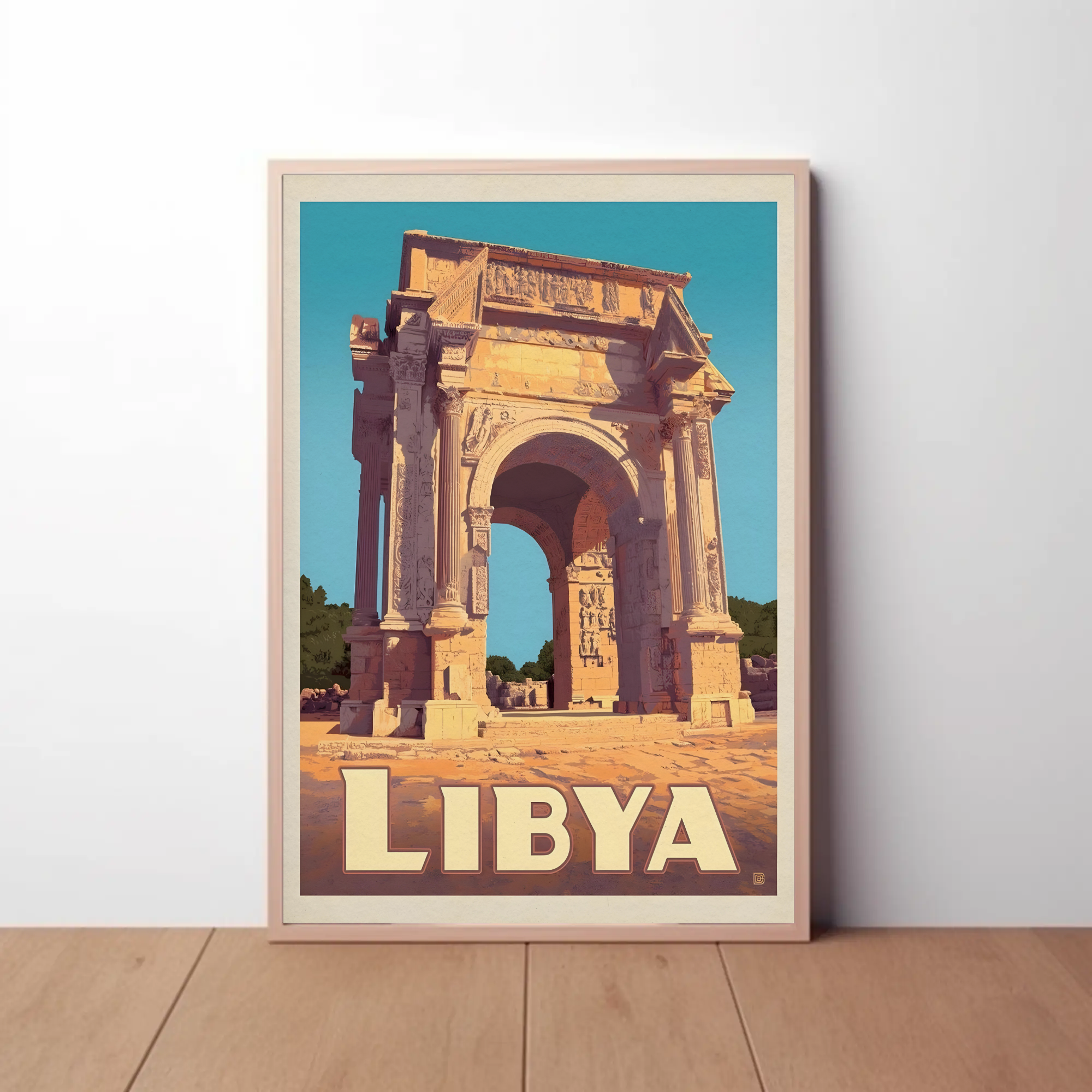 Arch of Septimius Severus Vintage Libya Travel Poster PosterGoat