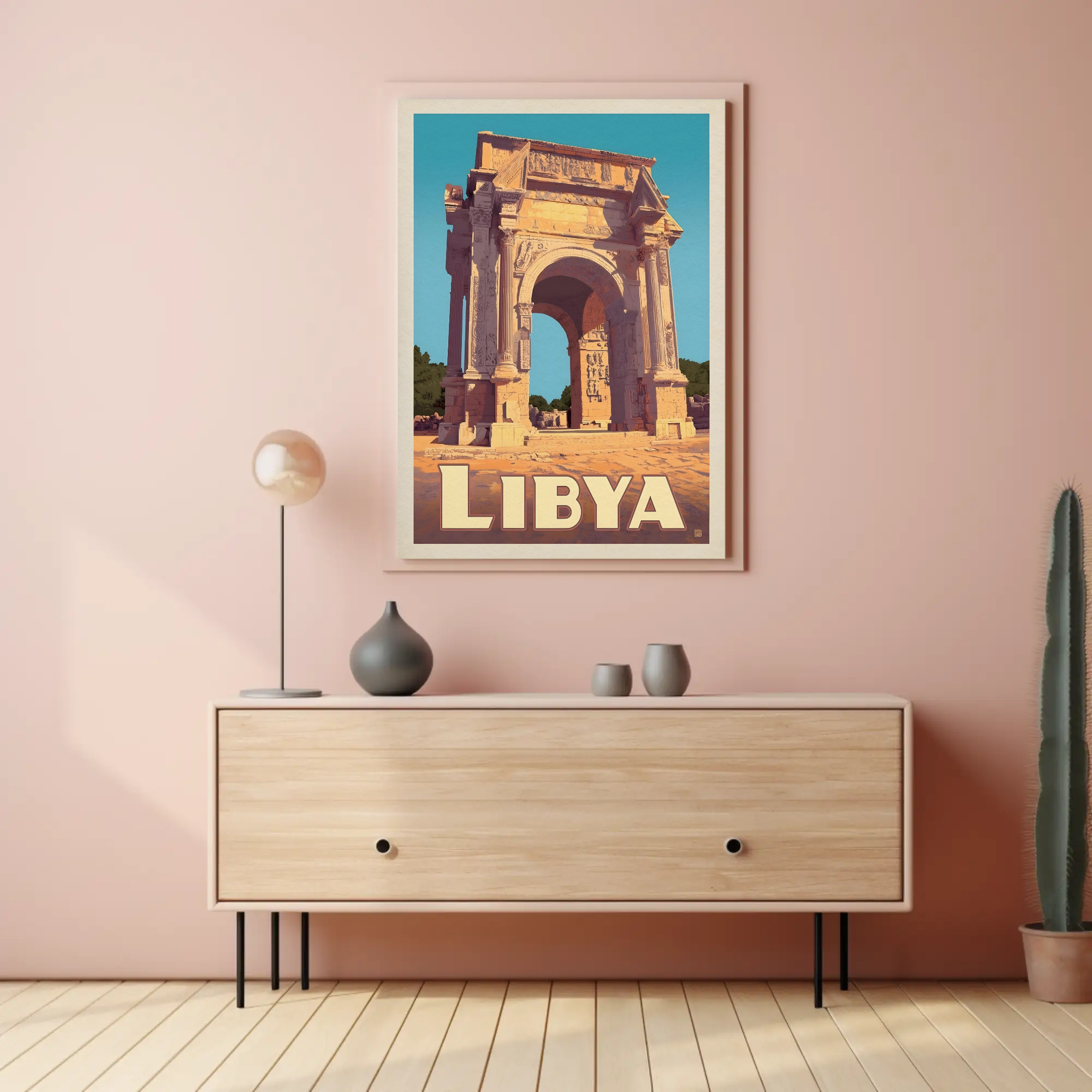 Arch of Septimius Severus Vintage Libya Travel Poster PosterGoat