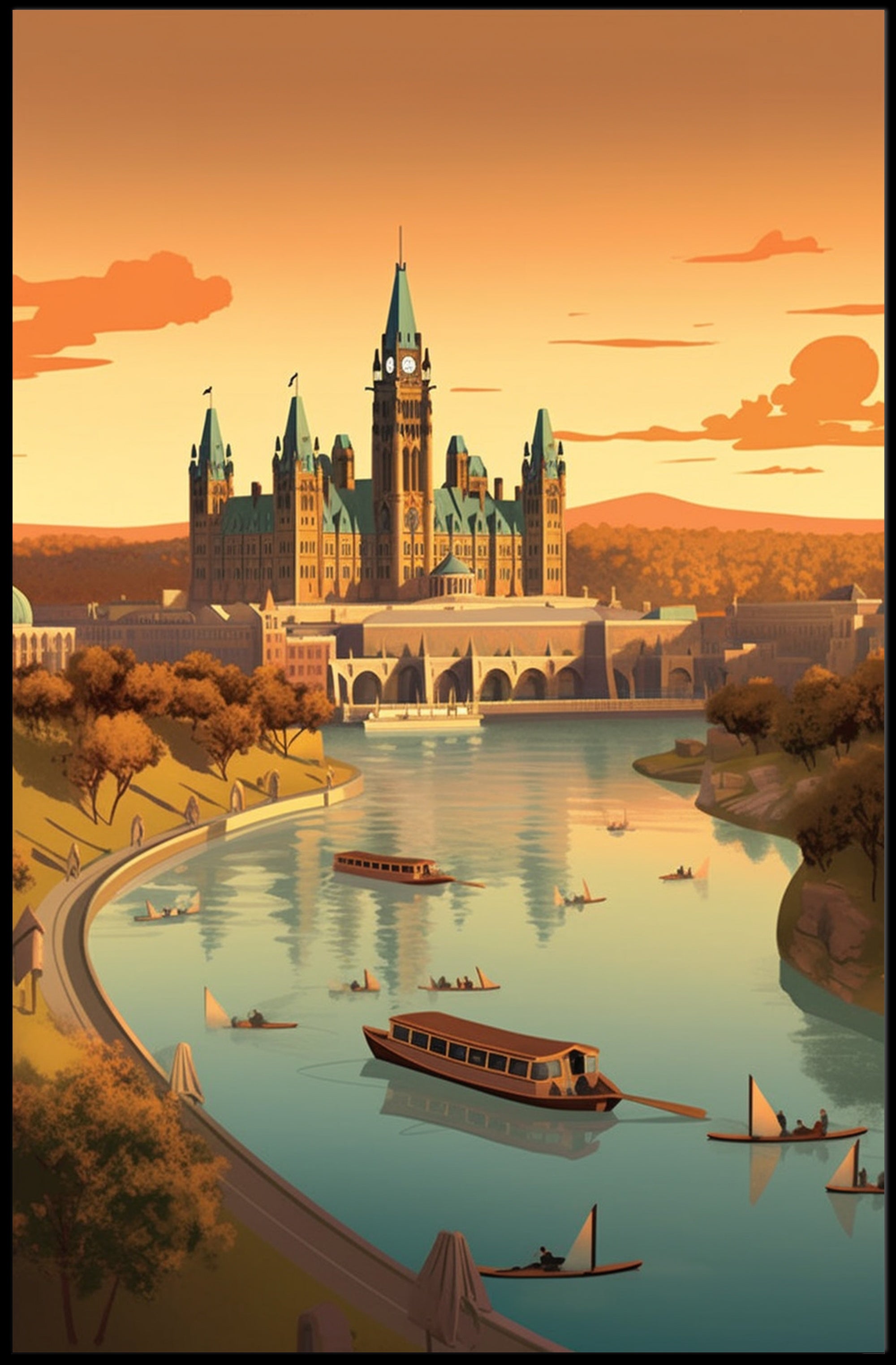 Architectural Harmony: European Gothic Revival Cultural or Heritage Poster PosterGoat