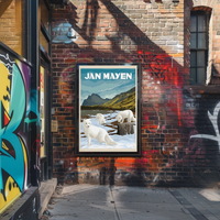 Arctic Foxes in Jan Mayen Vintage Travel Poster PosterGoat