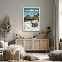 Arctic Foxes in Jan Mayen Vintage Travel Poster PosterGoat