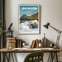 Arctic Foxes in Jan Mayen Vintage Travel Poster PosterGoat