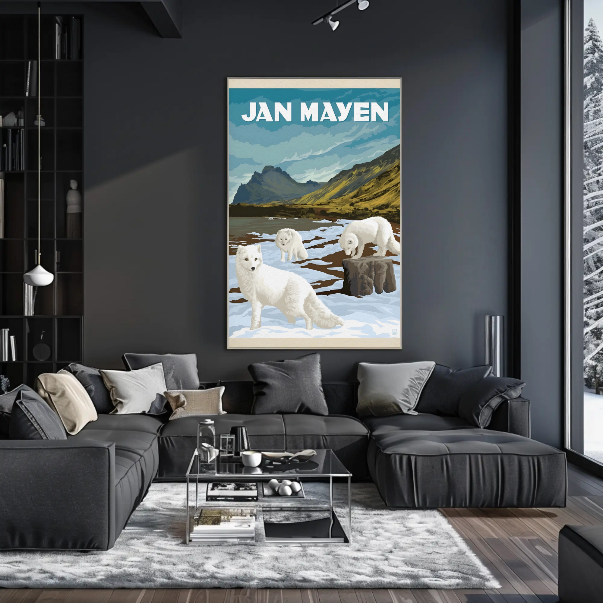 Arctic Foxes in Jan Mayen Vintage Travel Poster PosterGoat